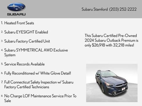 Certified 2024 Subaru Outback Premium AWD/4WD image 2