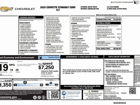 Used 2025 Chevrolet Corvette Stingray Convertible w/ 1LT image 4