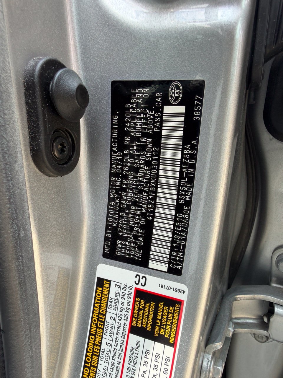 Used 2019 Toyota Avalon Touring w/ Advanced Safety Package FWD image 17