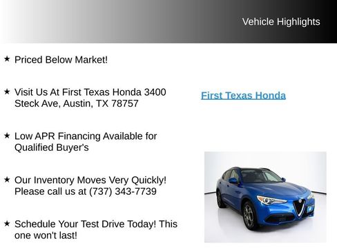 Used 2018 Alfa Romeo Stelvio Sport w/ Quick Order Package 22J Sport AWD/4WD image 10