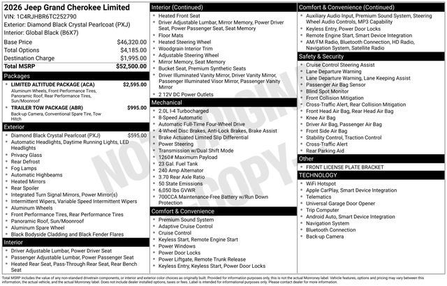 New 2026 Jeep Grand Cherokee Limited w/ Limited Altitude Package AWD/4WD image 9
