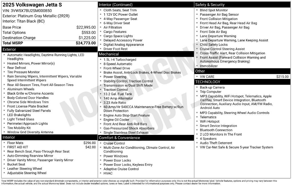 Used 2025 Volkswagen Jetta S FWD image 5