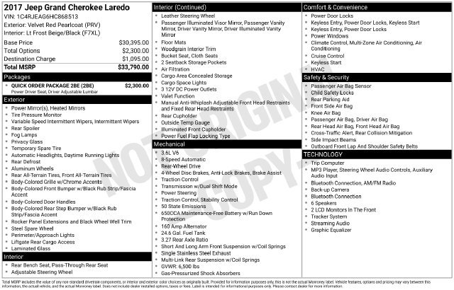Used 2017 Jeep Grand Cherokee Laredo w/ Quick Order Package 2BE RWD image 6