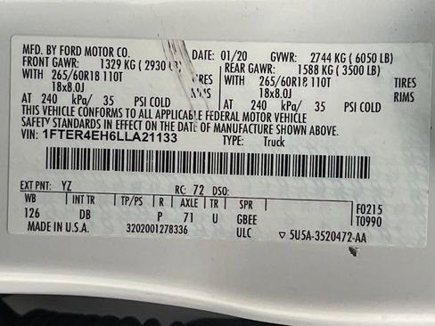 Used 2020 Ford Ranger Lariat w/ Technology Package image 70