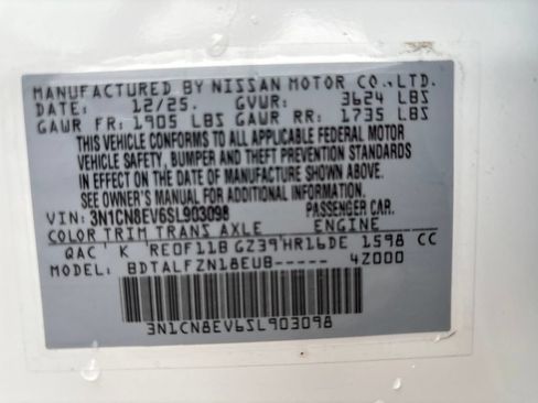 Certified 2025 Nissan Versa SV w/ Trunk Package FWD image 10