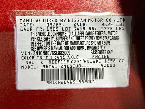 Used 2025 Nissan Versa SV w/ Trunk Package FWD image 12