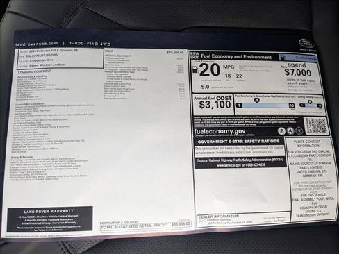 New 2026 Land Rover Defender 110 X-Dynamic SE AWD/4WD image 19