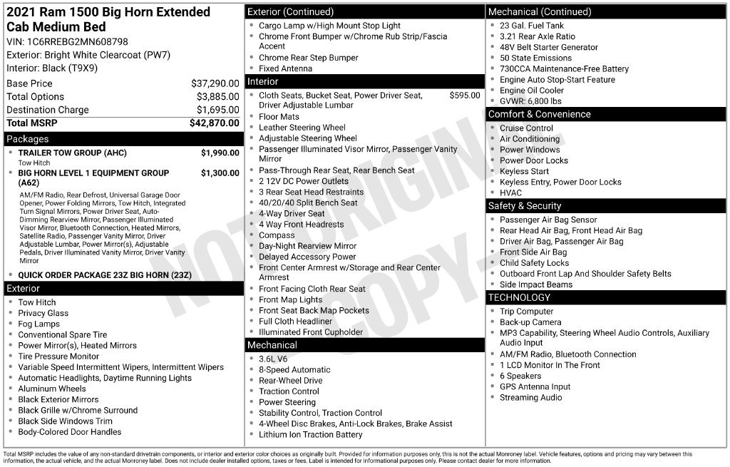 Used 2021 RAM 1500 Big Horn w/ Trailer Tow Group RWD image 6