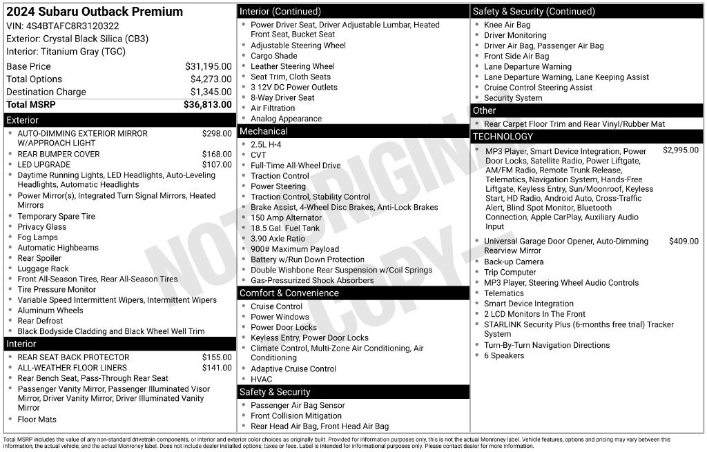 Certified 2024 Subaru Outback Premium AWD/4WD image 41