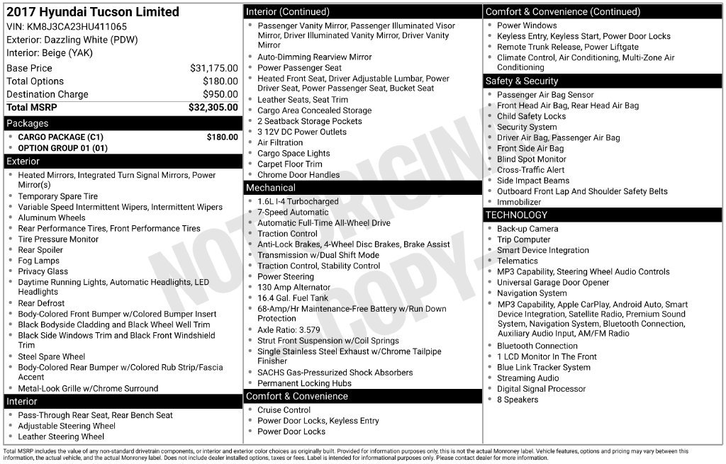 Used 2017 Hyundai Tucson Limited w/ Cargo Package AWD/4WD image 35