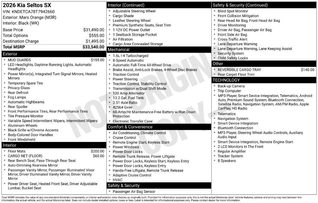 New 2026 Kia Seltos SX AWD/4WD image 2