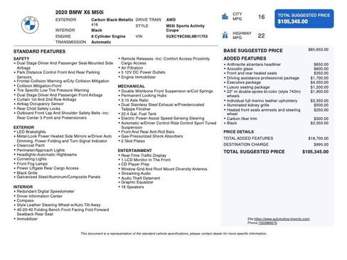 Used 2020 BMW X6 M50i w/ Executive Package image 2