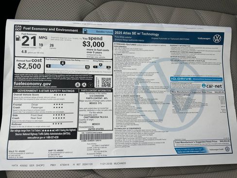 Certified 2025 Volkswagen Atlas SE AWD/4WD image 33