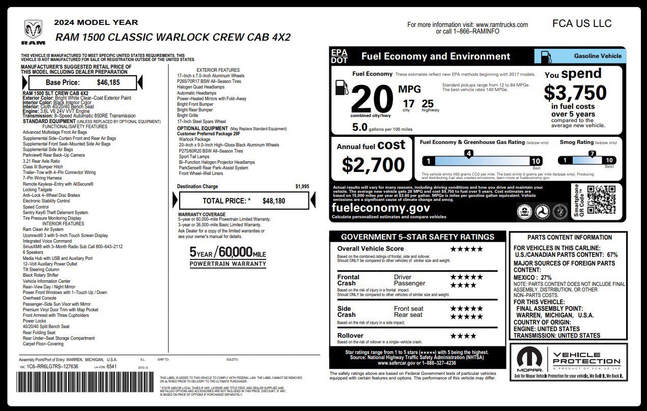Used 2024 RAM 1500 Warlock RWD image 6