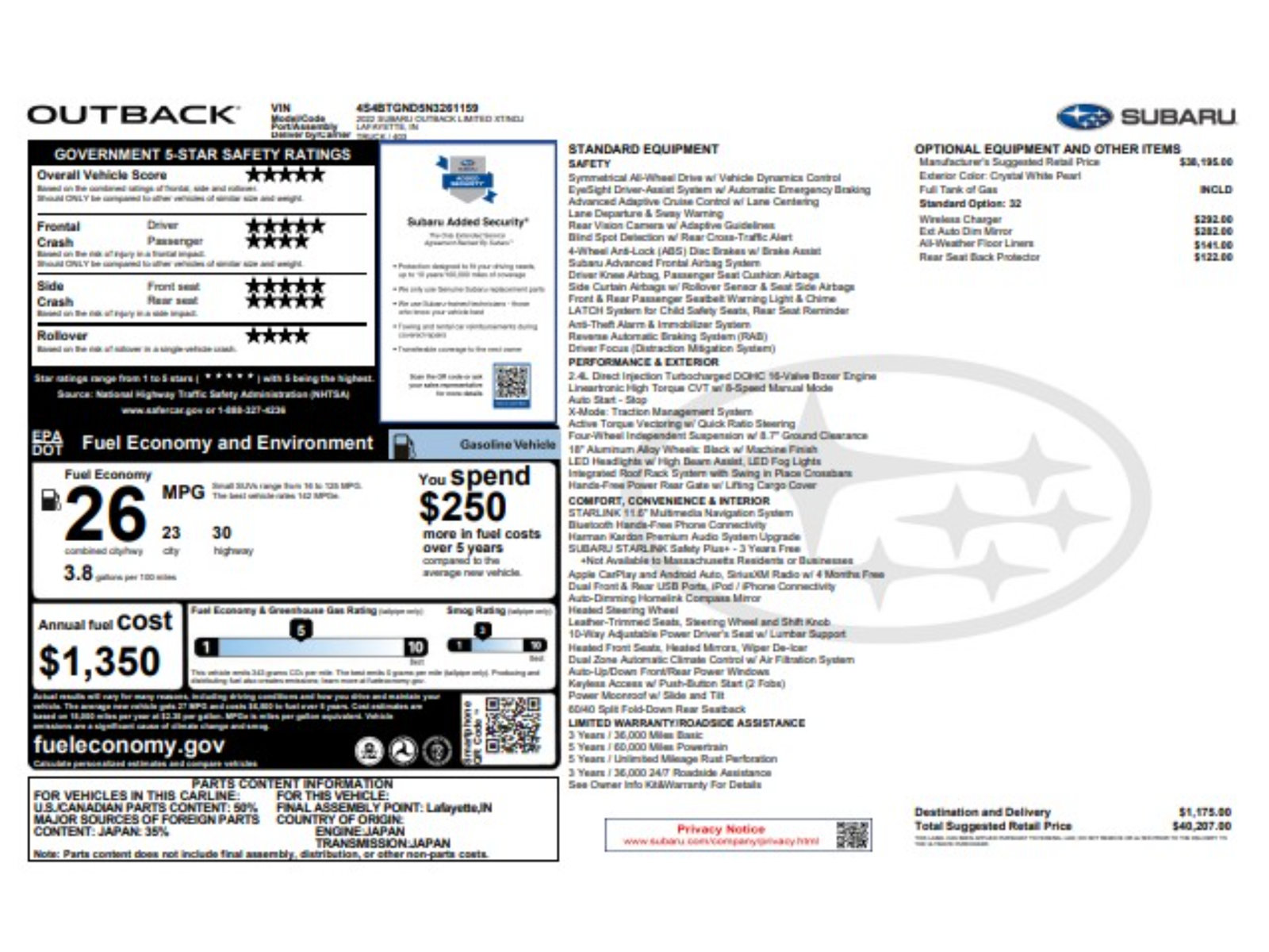 Used 2022 Subaru Outback Limited XT AWD/4WD image 6