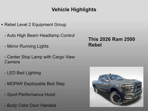 New 2026 RAM 2500 Rebel w/ Rebel Level 2 Equipment Group AWD/4WD image 30