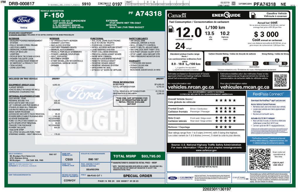 Used 2023 Ford F150 Lariat w/ Equipment Group 502A High AWD/4WD image 2
