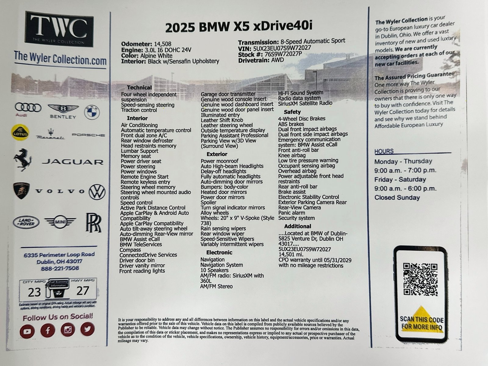 Used 2025 BMW X5 xDrive40i w/ Parking Assistance Package AWD/4WD image 47