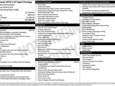 New 2026 Genesis GV70 3.5T Sport Prestige AWD/4WD image 31