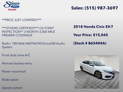 Used 2018 Honda Civic EX-T image 8