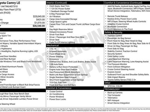 Used 2021 Toyota Camry LE image 2