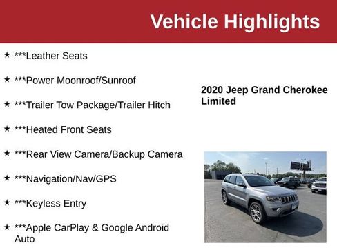 Used 2020 Jeep Grand Cherokee Limited w/ Trailer Tow Group IV AWD/4WD image 10