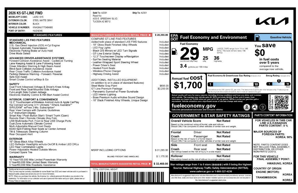 Used 2026 Kia K5 GT-Line w/ GT-Line Premium Package FWD image 4