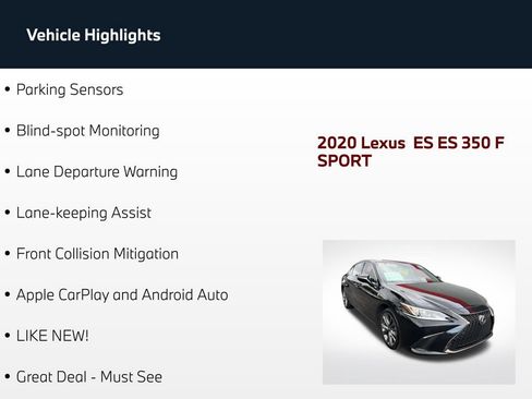 Used 2020 Lexus ES 350 F Sport w/ Accessory Package FWD image 63