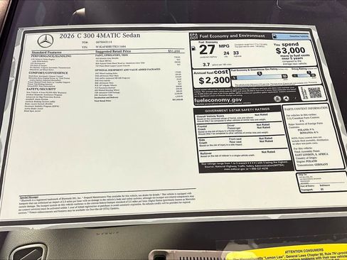 New 2026 Mercedes-Benz C 300 4MATIC Sedan image 18
