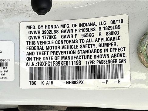 Used 2019 Honda Civic EX image 18