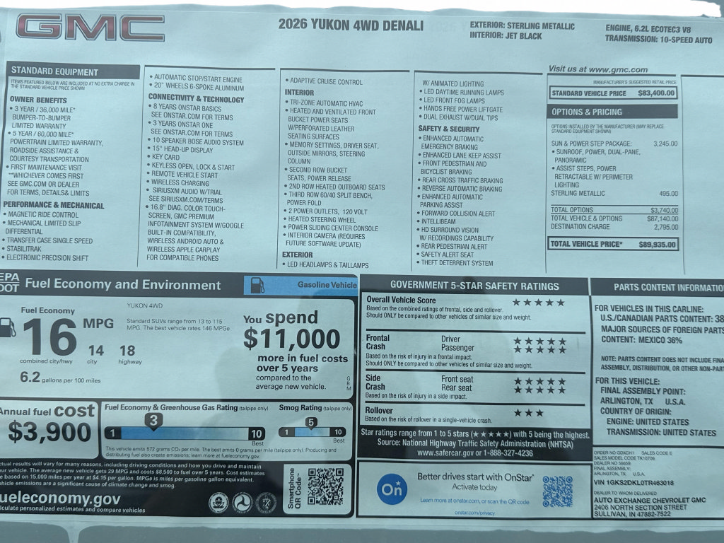 New 2026 GMC Yukon Denali w/ Sun & Power Step Package AWD/4WD image 42