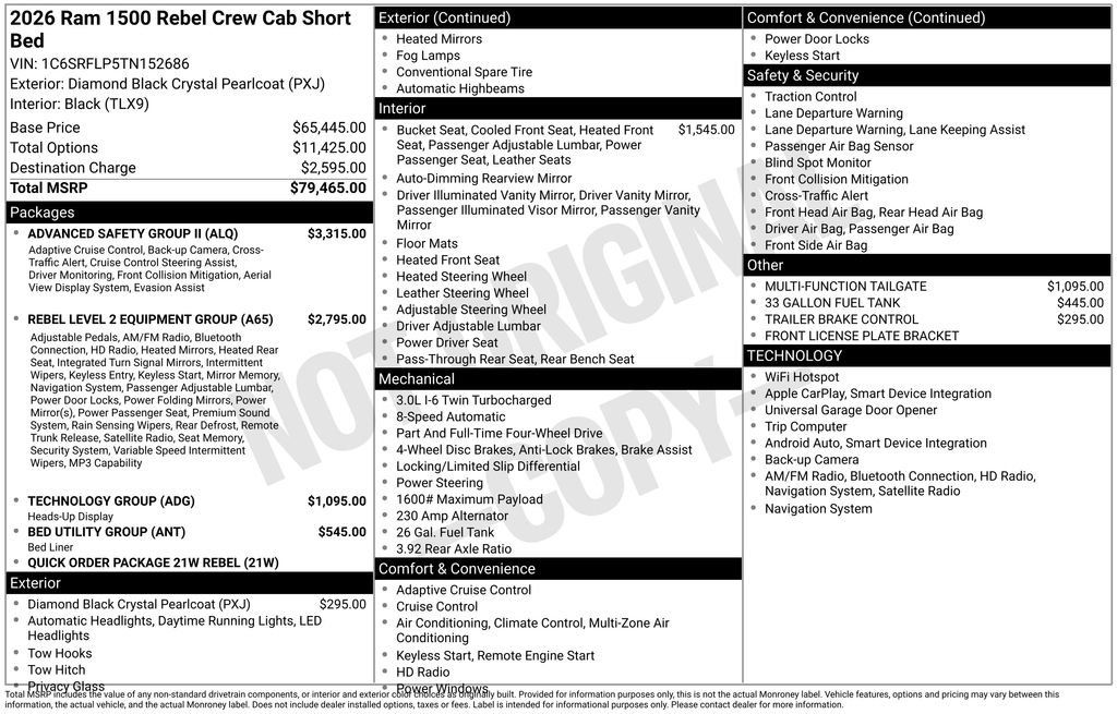 New 2026 RAM 1500 Rebel w/ Advanced Safety Group II AWD/4WD image 56
