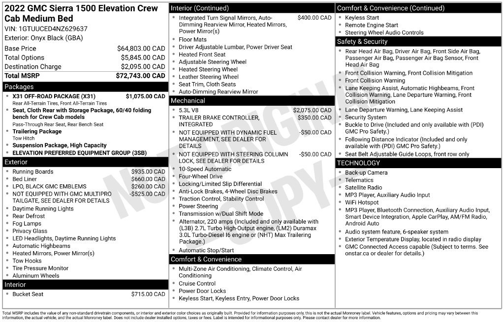 Used 2022 GMC Sierra 1500 Elevation w/ X31 Off-Road Package AWD/4WD image 3