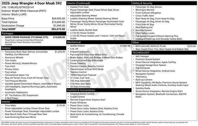Used 2026 Jeep Wrangler Unlimited Rubicon 392 w/ Quick Order Package 27X Moab AWD/4WD image 26