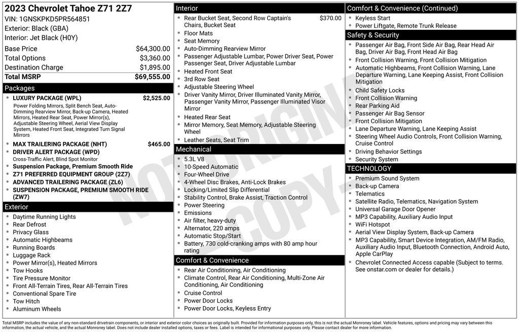Used 2023 Chevrolet Tahoe Z71 w/ Luxury Package AWD/4WD image 24