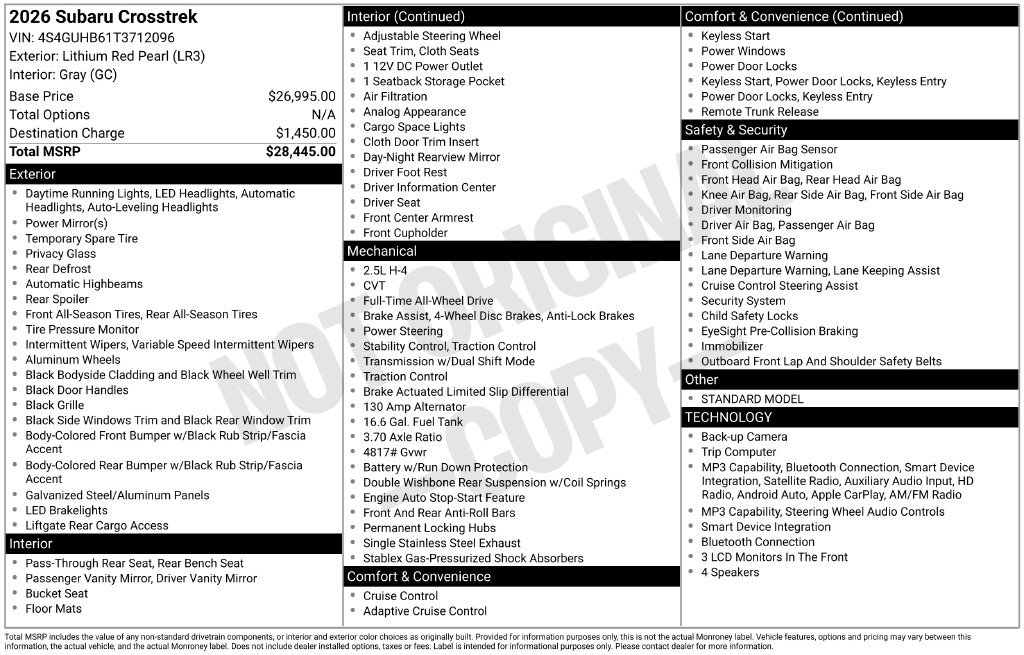 Certified 2026 Subaru Crosstrek 2.5i AWD/4WD image 26