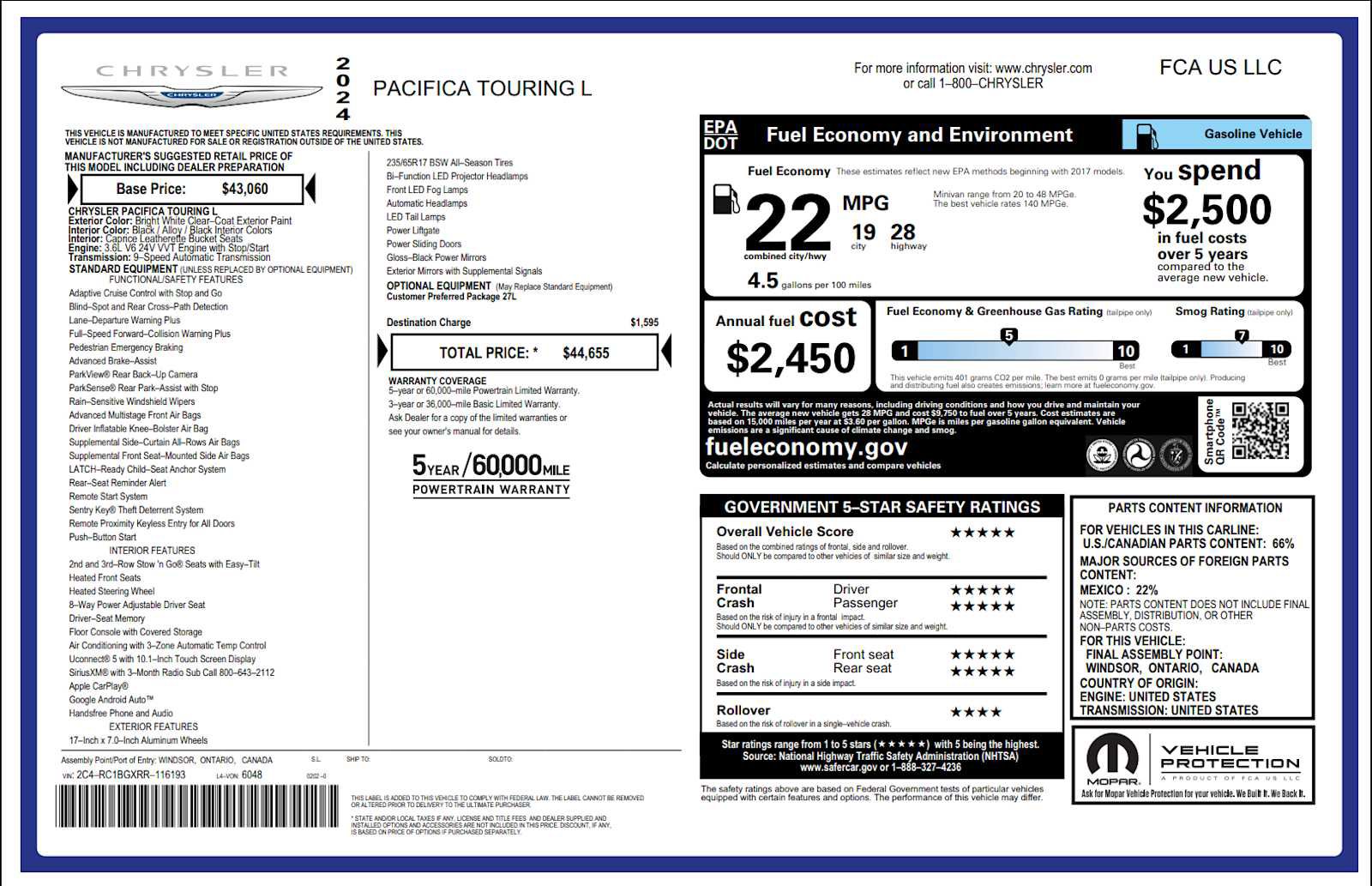 Used 2024 Chrysler Pacifica Touring-L FWD image 2
