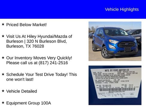 Used 2018 Ford EcoSport S image 9