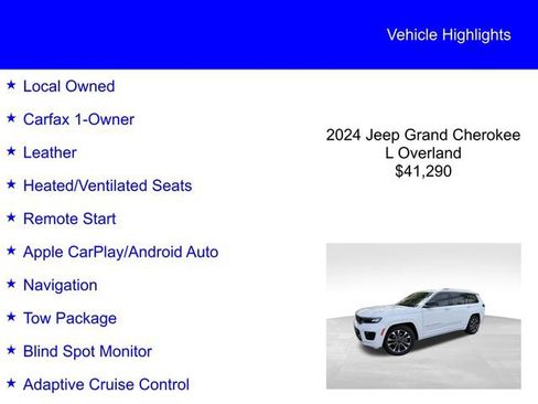 Used 2024 Jeep Grand Cherokee L Overland w/ Trailer Tow Package AWD/4WD image 2
