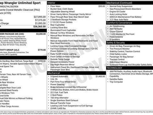 Used 2017 Jeep Wrangler Unlimited Sport w/ Quick Order Package 24S image 8