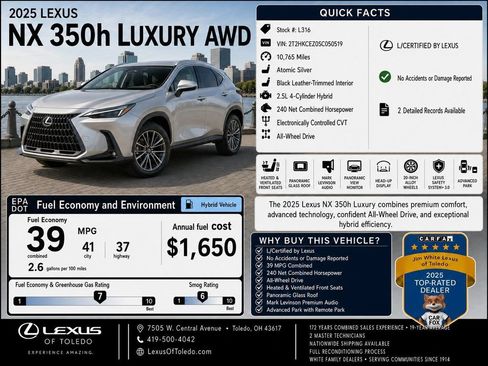 Used 2025 Lexus NX 350h AWD w/ Rear Seat Package image 1