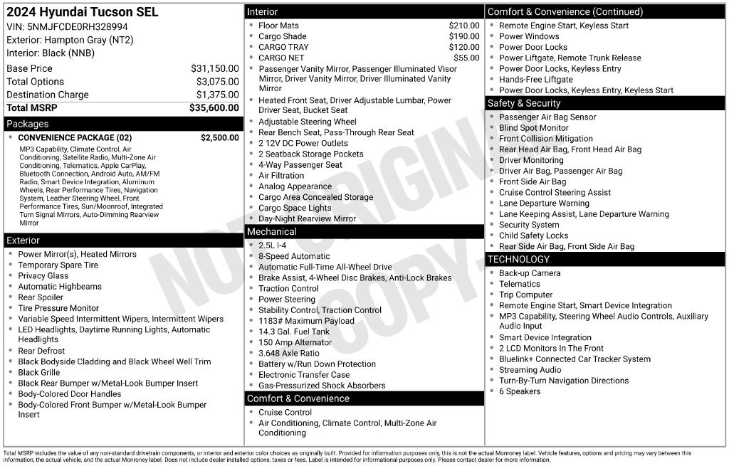 Used 2024 Hyundai Tucson SEL w/ Convenience Package AWD/4WD image 3