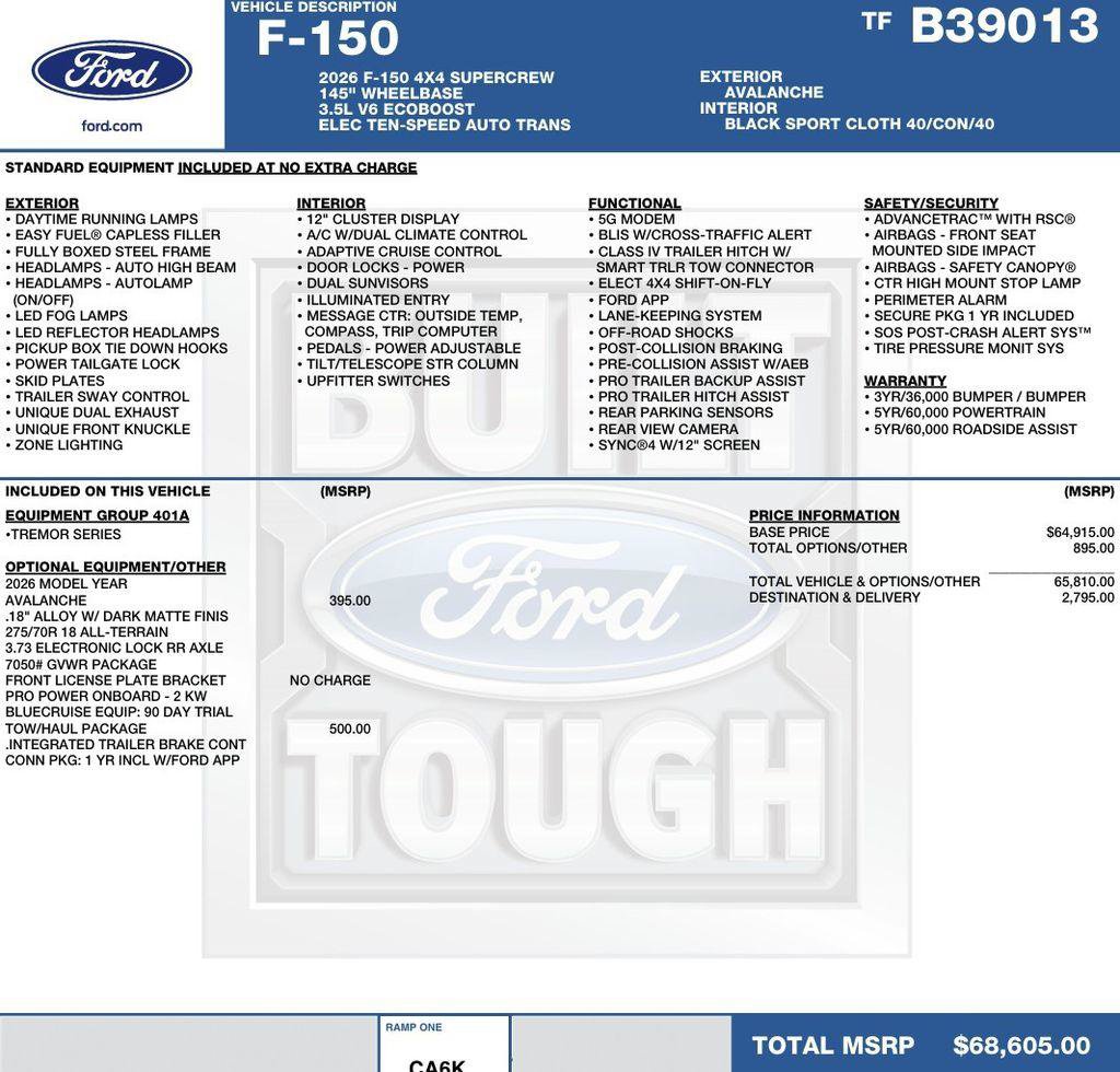 New 2026 Ford F150 Tremor w/ Tow/Haul Package AWD/4WD image 2
