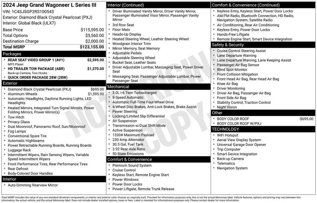 New 2024 Jeep Grand Wagoneer L Series III w/ Rear Seat Video Group 1 AWD/4WD image 6