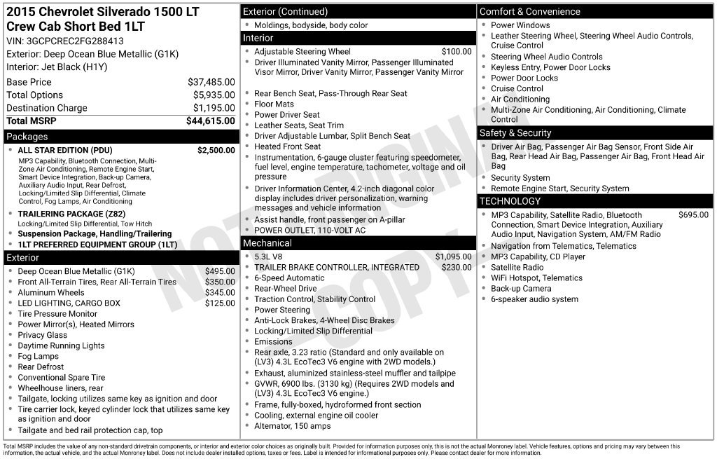 Used 2015 Chevrolet Silverado 1500 LT w/ All Star Edition RWD image 4