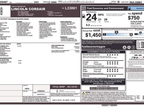 Certified 2022 Lincoln Corsair AWD w/ Equipment Group 101A image 35