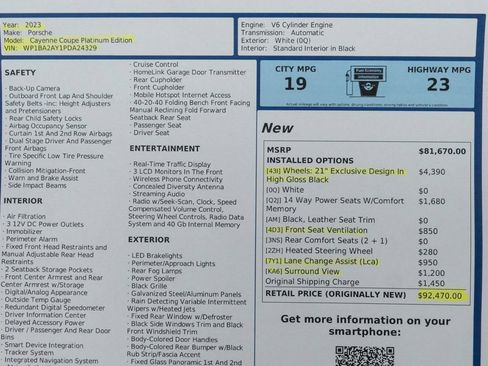 Used 2023 Porsche Cayenne Platinum Edition image 47