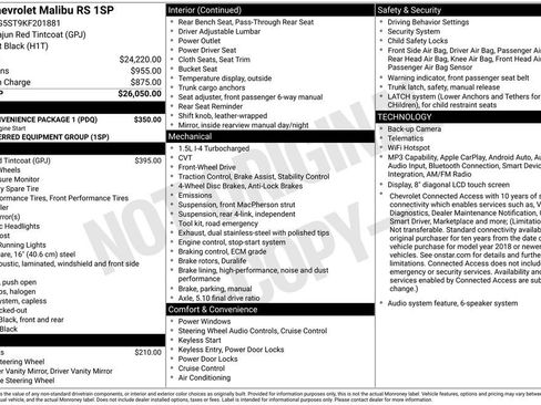 Used 2019 Chevrolet Malibu RS w/ LPO, Convenience Package 1 FWD image 11