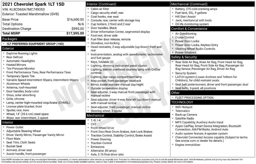 Used 2021 Chevrolet Spark LT FWD image 3
