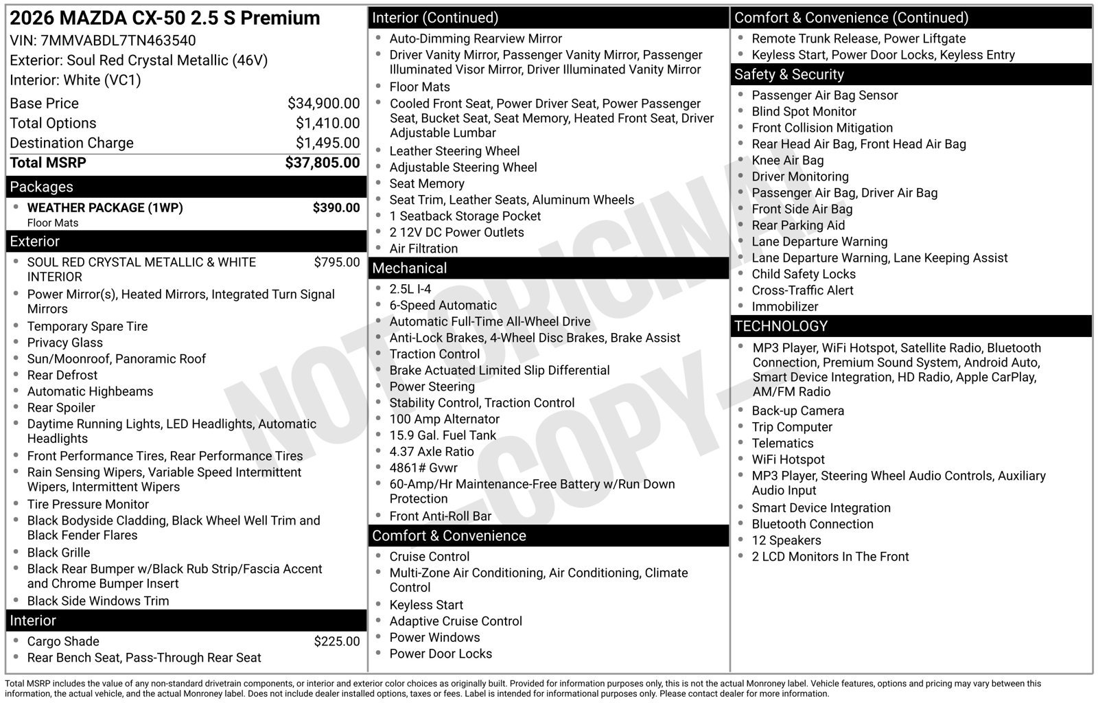 Certified 2026 MAZDA CX-50 AWD 2.5 S w/ Weather Package image 46